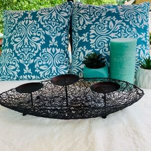 Centerpiece Black Metal 3 Candle Holder